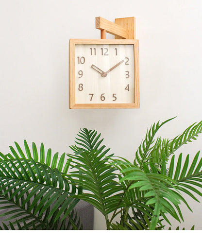 Rustic Wooden Dual Side Wall Clock