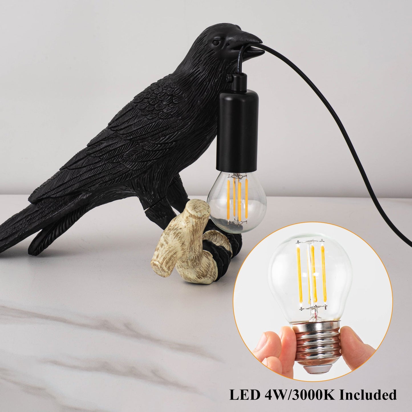 Compact Cute Bird Nightstand Table Lamp