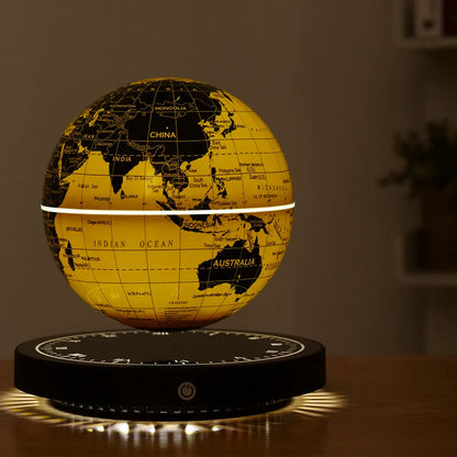 Floating Globe Desk Lamp with LED Clock Base