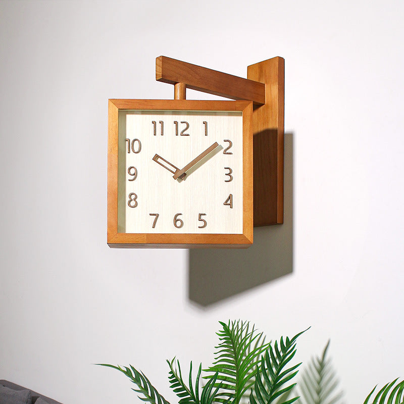 Rustic Wooden Dual Side Wall Clock