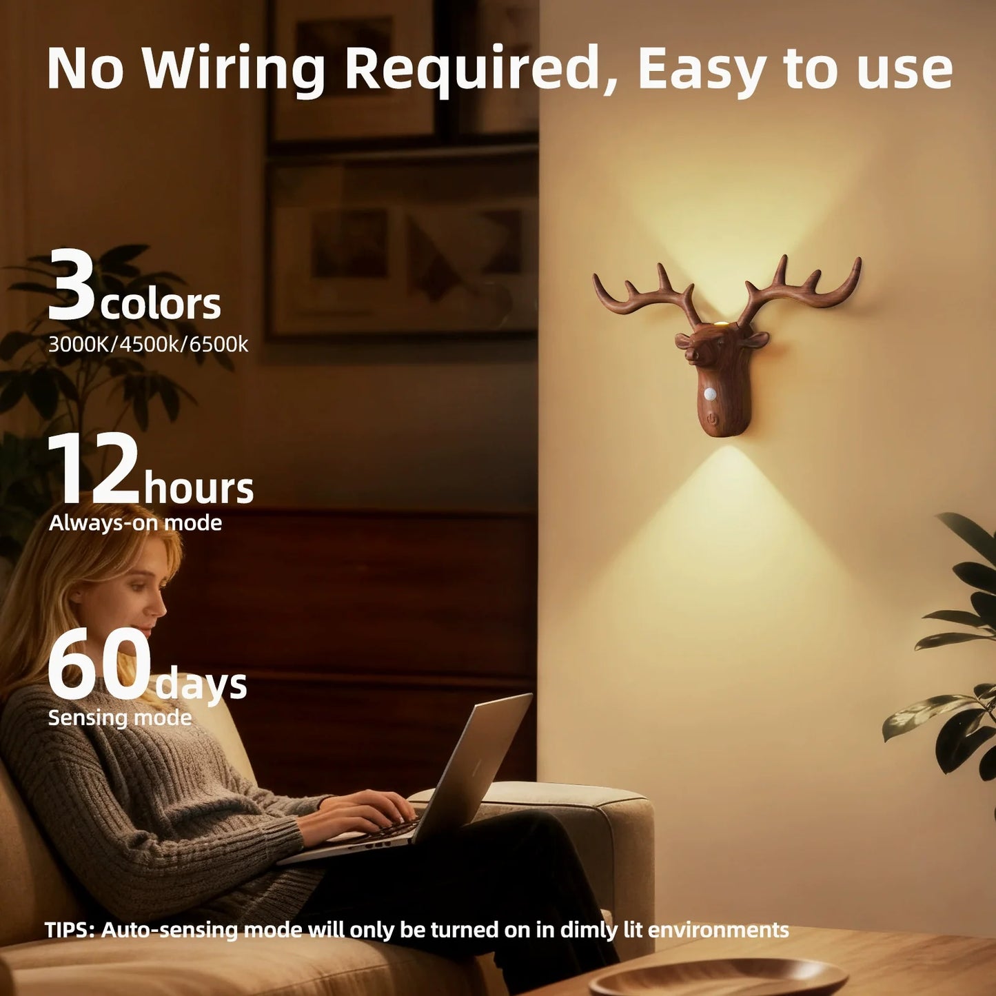 Wireless LED Sensor Night Light Rechargeable Wall Lamp
