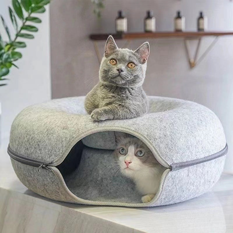 Cozy 2-in-1 Cat Donut Bed