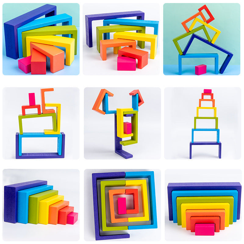 Colorful Wooden Building Blocks for Kids