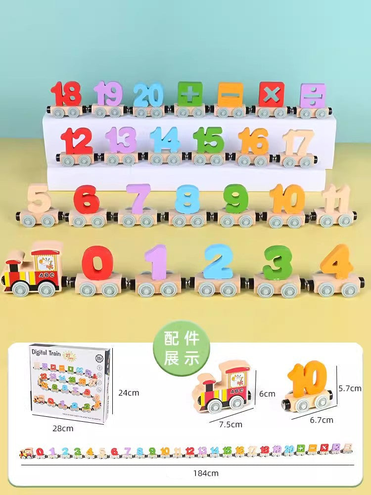 Wooden Educational Toy Train Set with Magnets