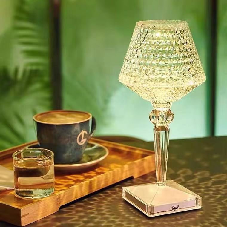 Elegant Crystal Desk Lamp with USB Charger