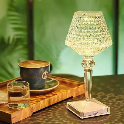 Elegant Crystal Desk Lamp with USB Charger