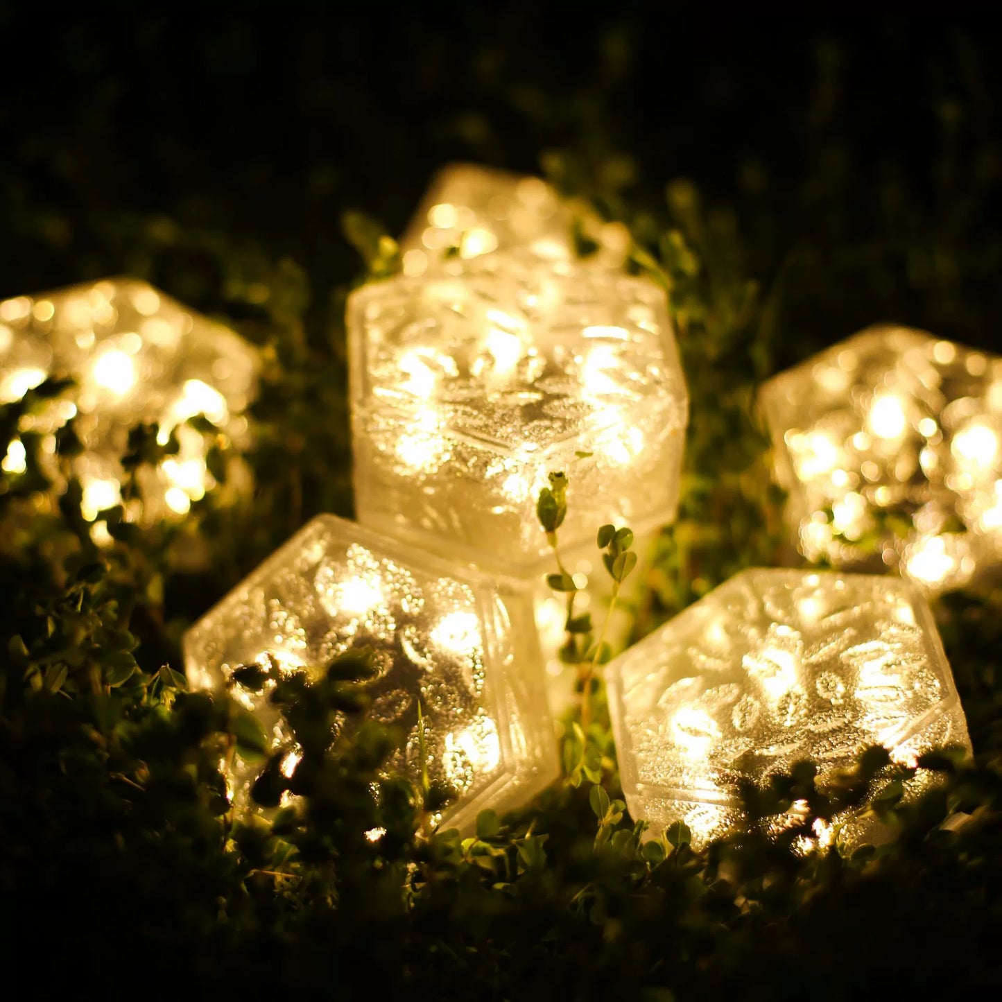 Solar Powered Yard Lamp, Waterproof Patio Floor Light, Frosty Glass Mosaic Tile