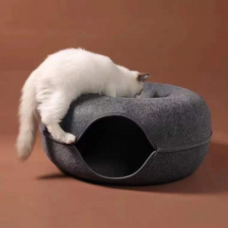 Cozy 2-in-1 Cat Donut Bed
