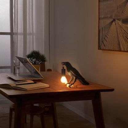 Compact Cute Bird Nightstand Table Lamp