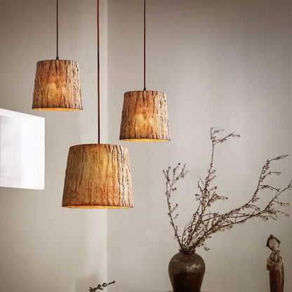 Rustic Wood Hanging Light with Earthy Design