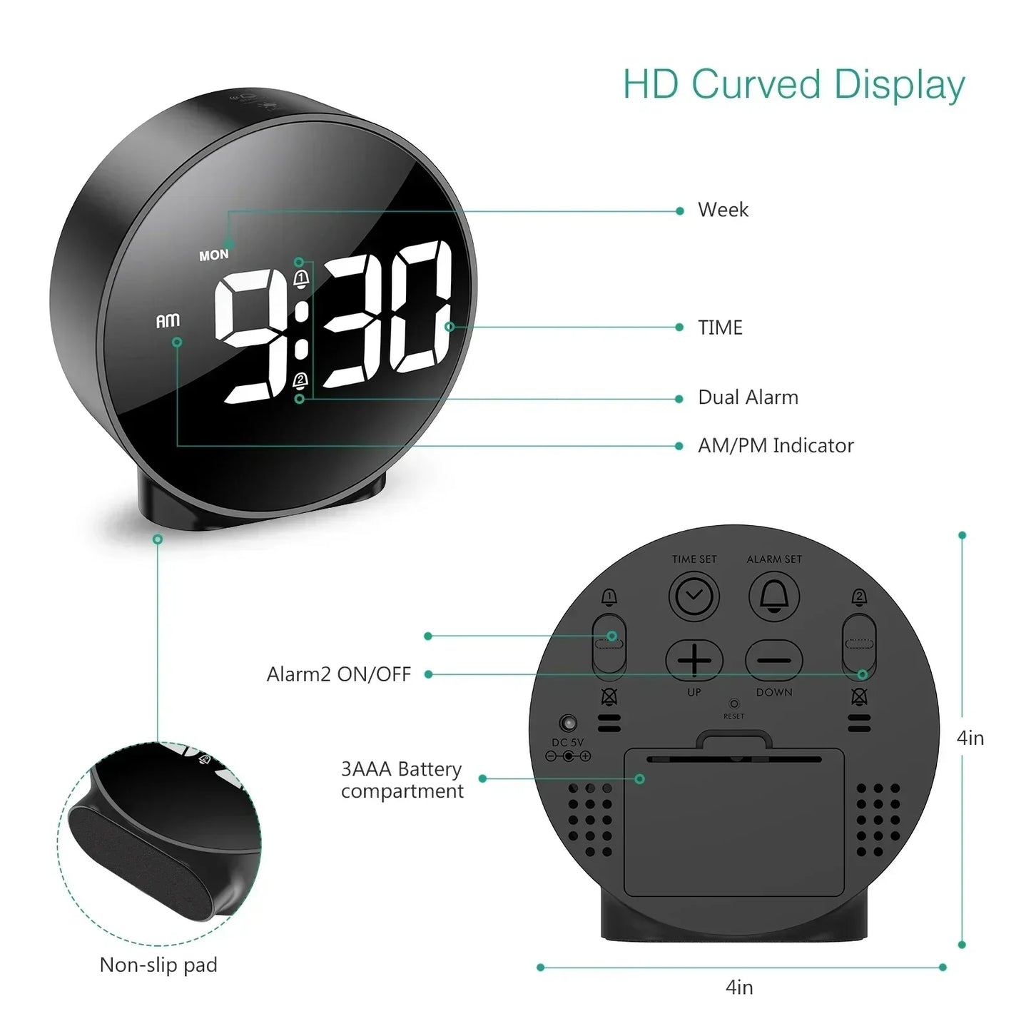 Befez Compact LED Desk Clock
