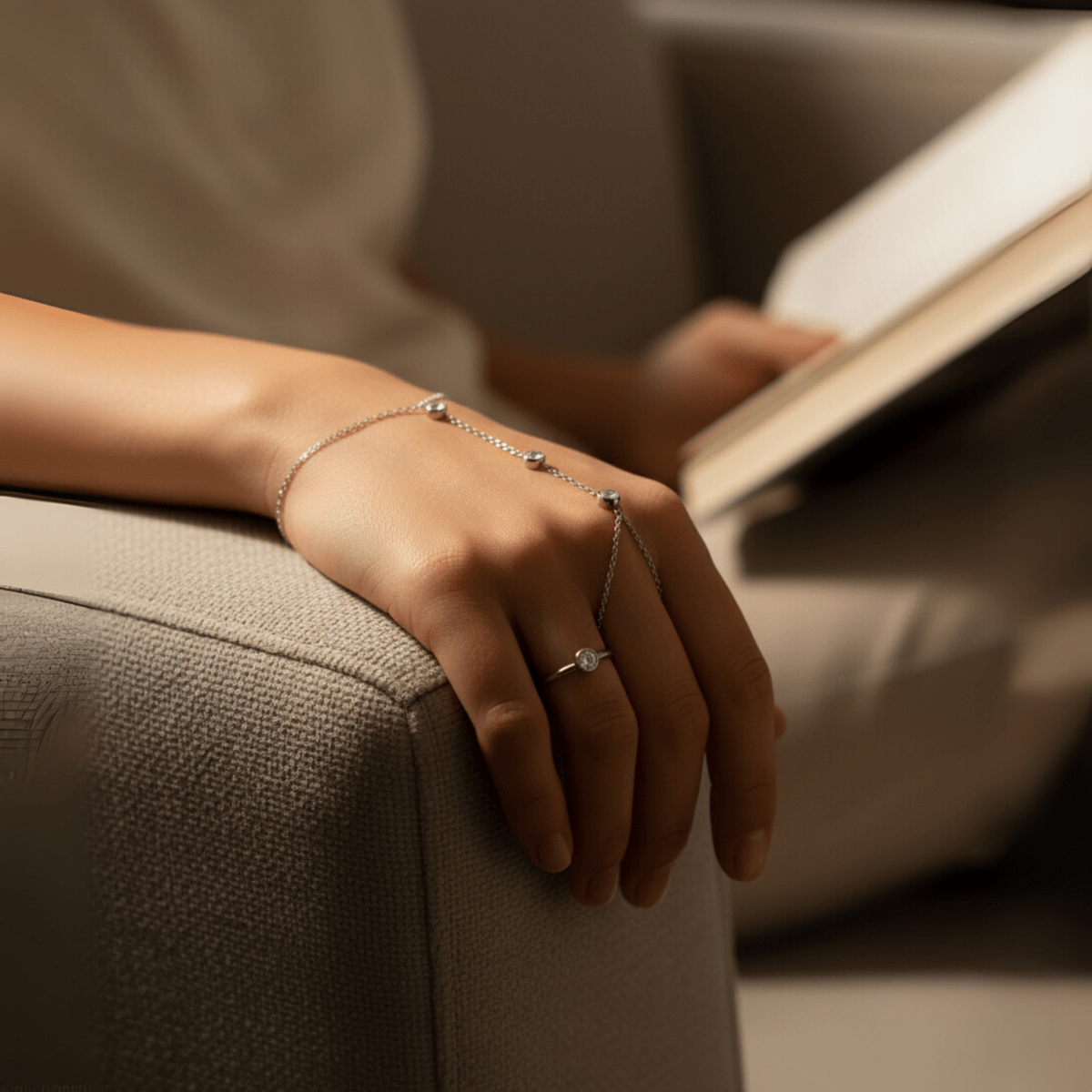 Sparkling Crystal Stainless Steel Finger Ring Pendant