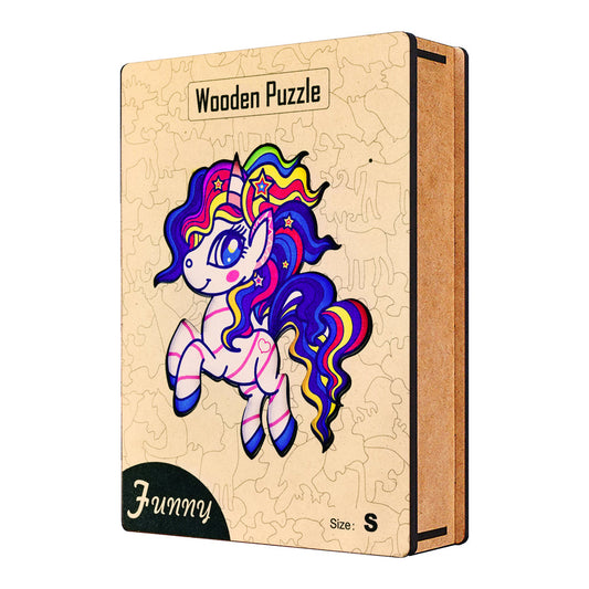 Colorful Wooden Unicorn Puzzle Toy - Befez