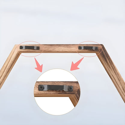 Rustic Wooden Wall Shelves 5 Piece Hexagon Set