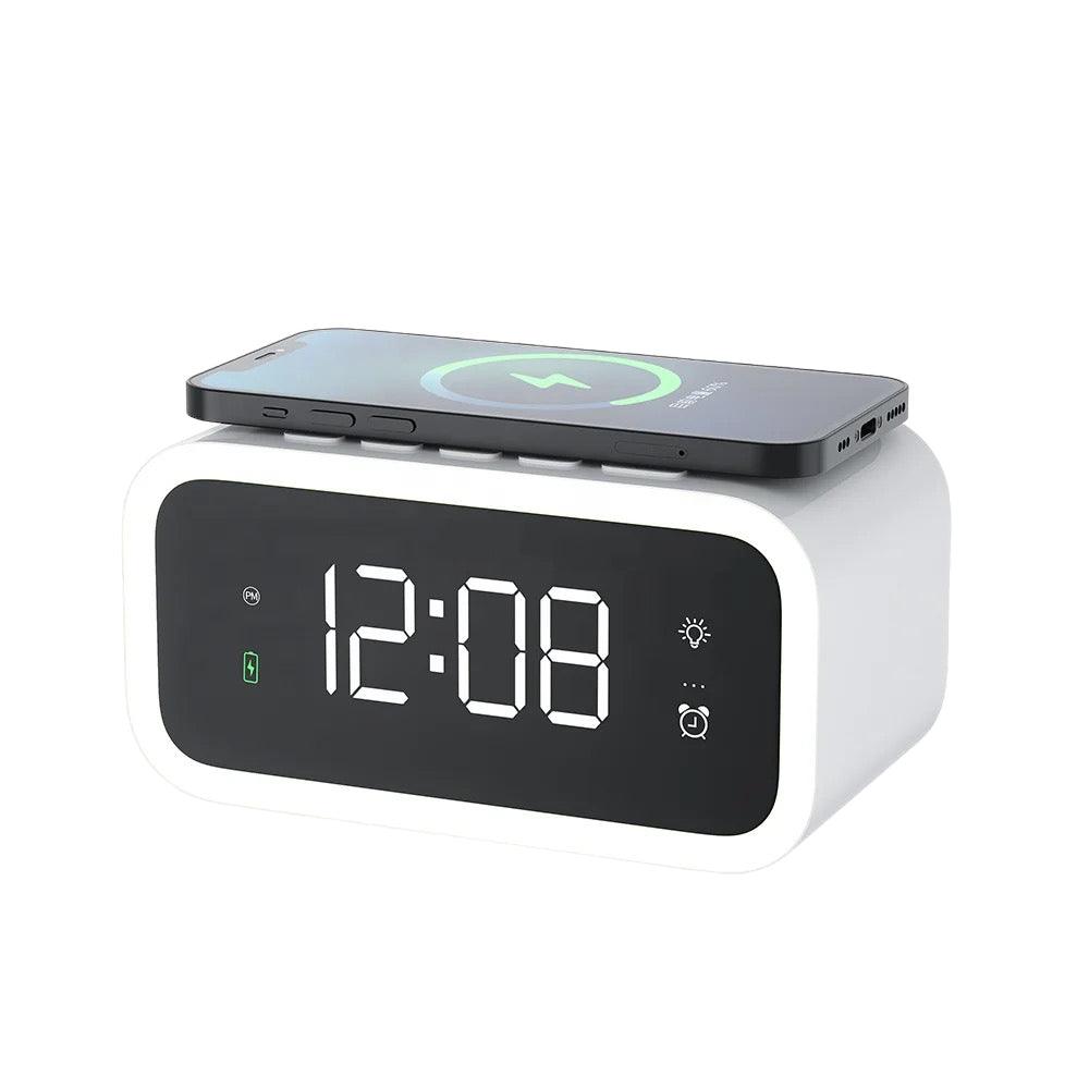 Compact Dual Alarm Clock with Wireless Charging