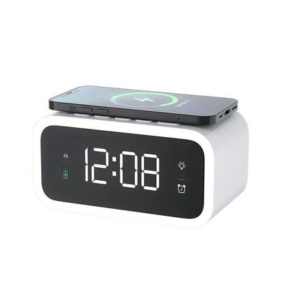 Compact Dual Alarm Clock with Wireless Charging