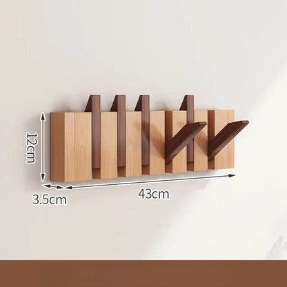 Space Saving Wooden Folding Wall Hook Rack