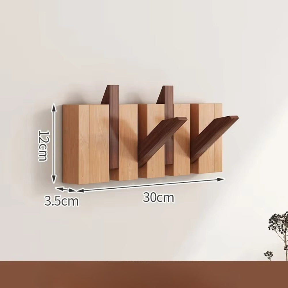 Space Saving Wooden Folding Wall Hook Rack