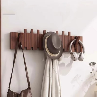 Space Saving Wooden Folding Wall Hook Rack