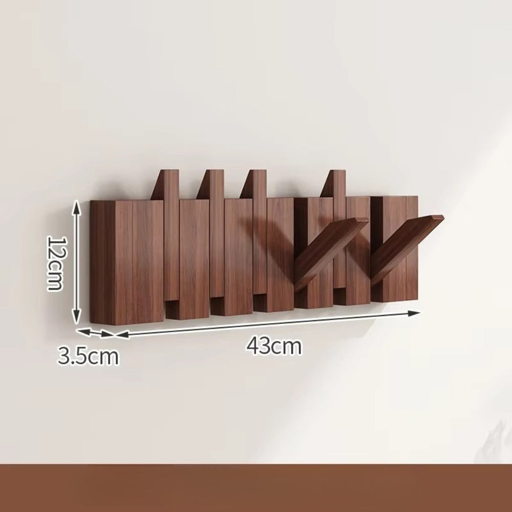 Space Saving Wooden Folding Wall Hook Rack