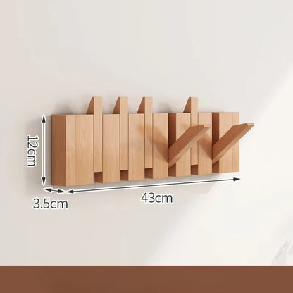 Space Saving Wooden Folding Wall Hook Rack