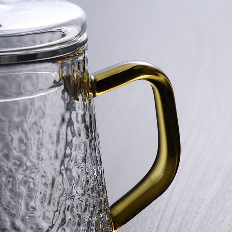Premium Glass Teapot with Strainer and Gold Handle