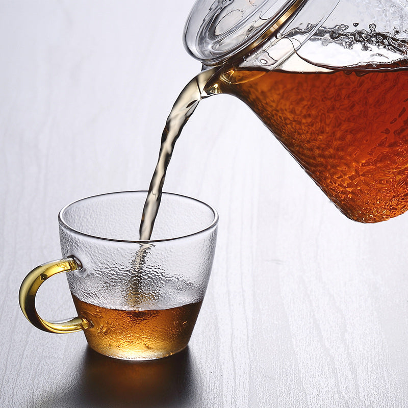 Premium Glass Teapot with Strainer and Gold Handle