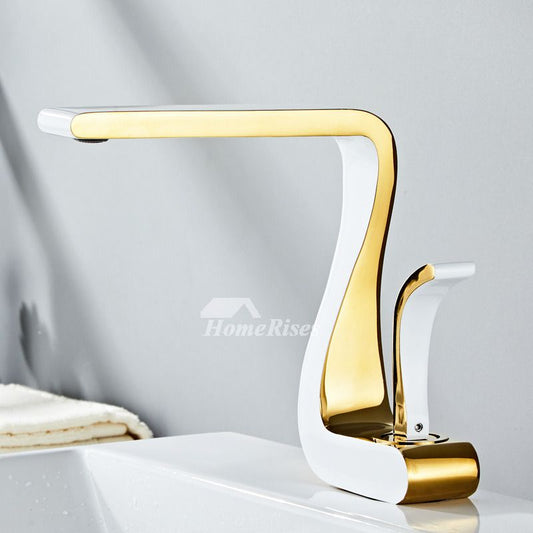 Sleek Gold Single Handle Bathroom Faucet Modern Brass Sink - Befez