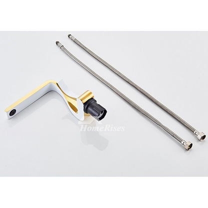 Sleek Gold Single Handle Bathroom Faucet Modern Brass Sink