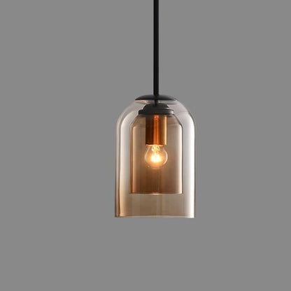 Vintage Metal Pendant Light with Dual Glass Shade