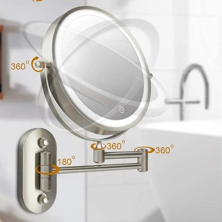 Compact Rechargeable LED Makeup Mirror with 10x Zoom
