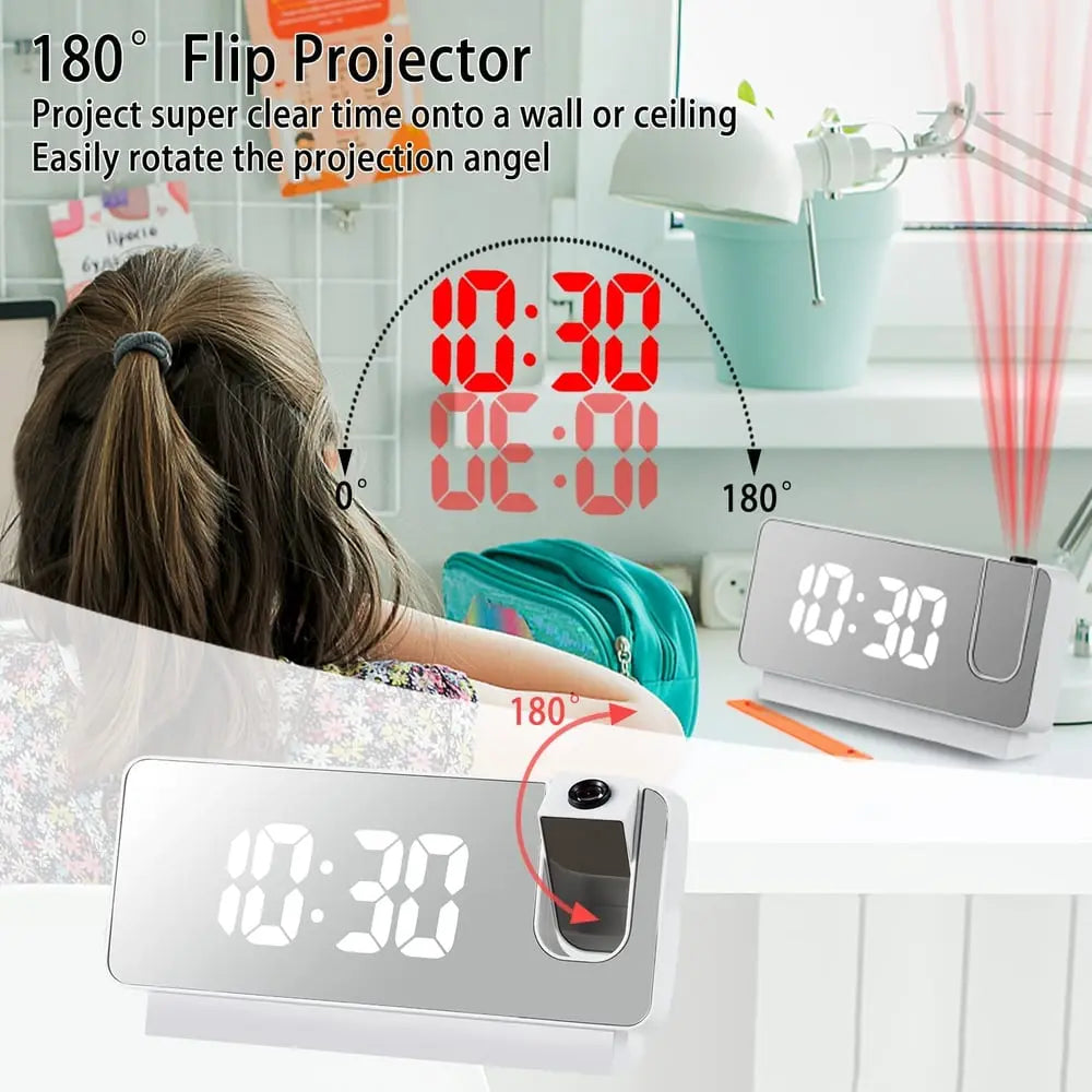 Digital Alarm Clock with Mirror Display and Big LED Screen