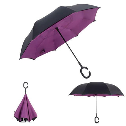 Windproof Reversible Handsfree Compact Umbrella
