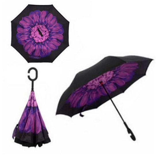 Windproof Reversible Handsfree Compact Umbrella