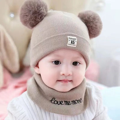Colorful Childrens Beanie with Fuzzy Pom Pom