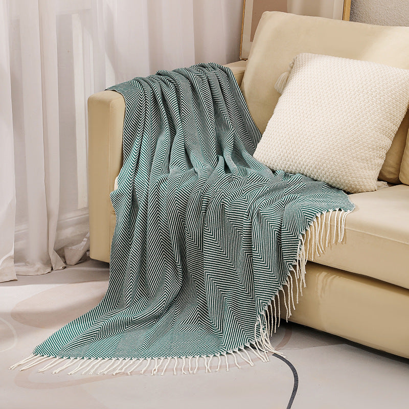 Plush Cotton Tweed Oversized Sofa Throw Blanket