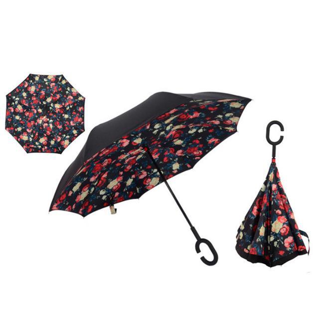 Windproof Reversible Handsfree Compact Umbrella