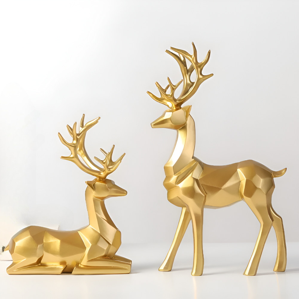 Stylish Reindeer Figurine Set – 2pc Home Decor - Befez