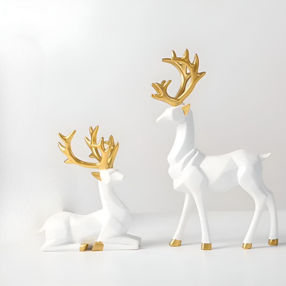 Stylish Reindeer Figurine Set – 2pc Home Decor
