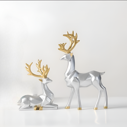 Stylish Reindeer Figurine Set – 2pc Home Decor