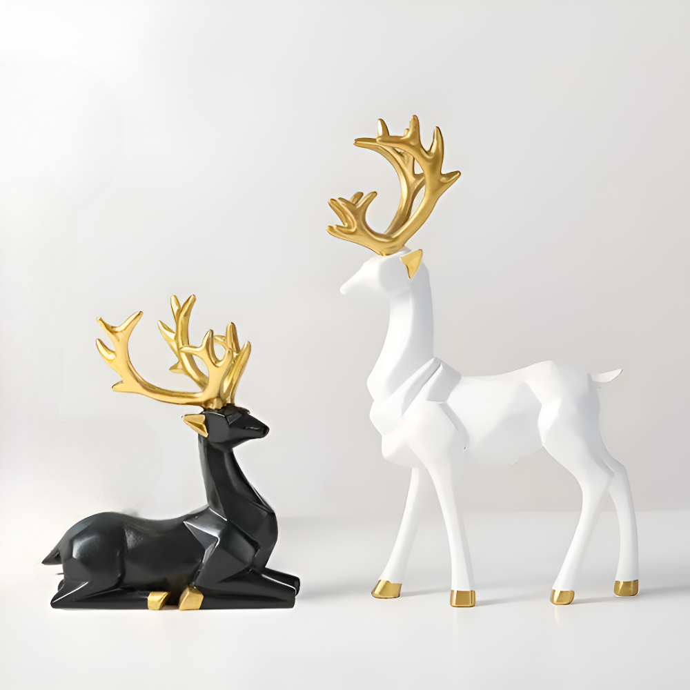 Stylish Reindeer Figurine Set – 2pc Home Decor