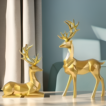 Stylish Reindeer Figurine Set – 2pc Home Decor