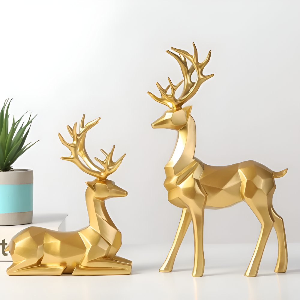 Stylish Reindeer Figurine Set – 2pc Home Decor