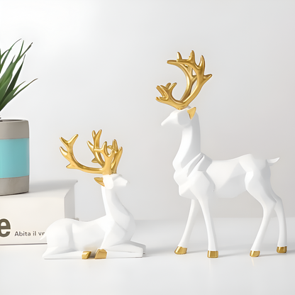 Stylish Reindeer Figurine Set – 2pc Home Decor