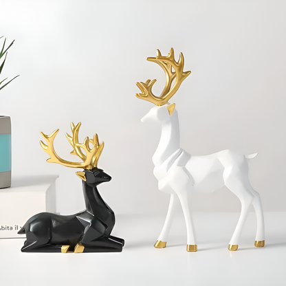 Stylish Reindeer Figurine Set – 2pc Home Decor