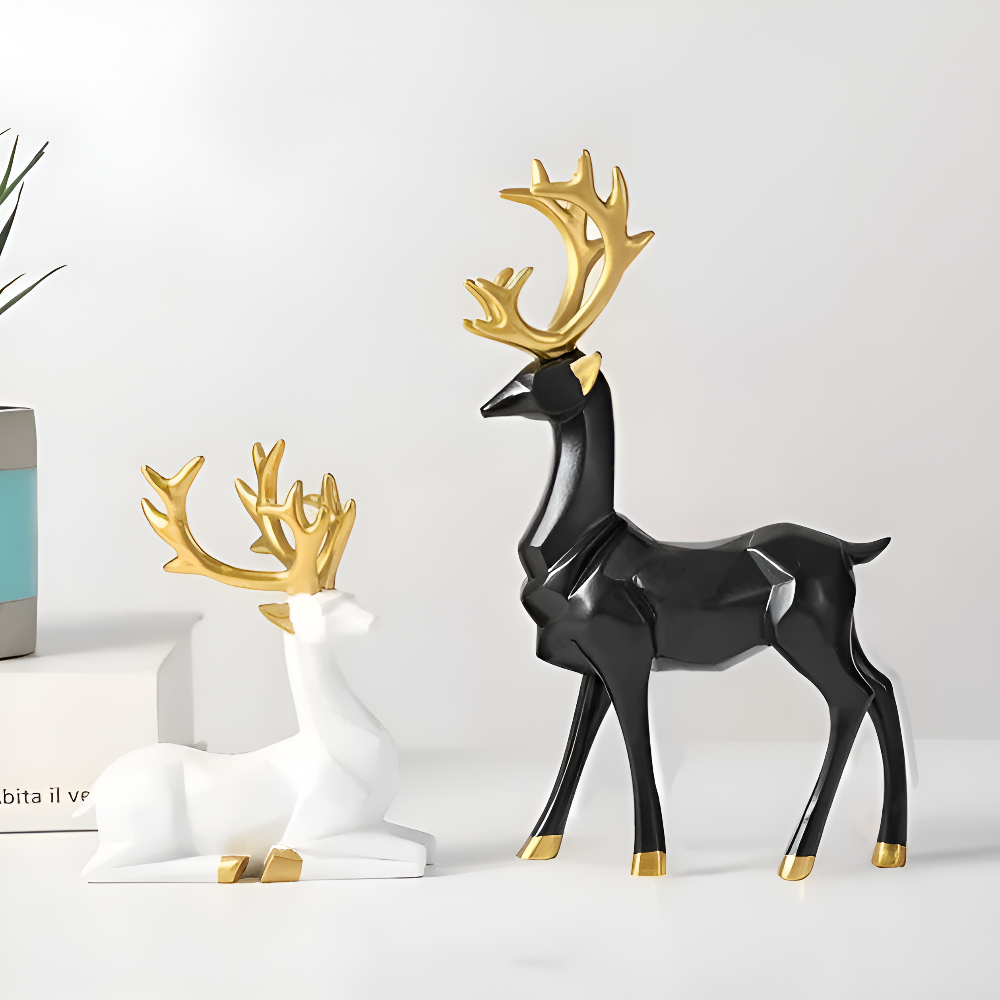 Stylish Reindeer Figurine Set – 2pc Home Decor
