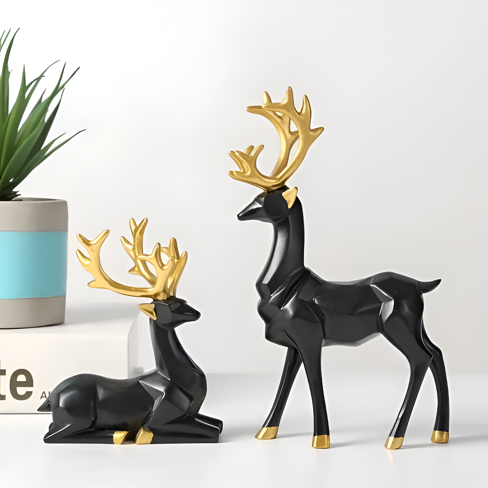 Stylish Reindeer Figurine Set – 2pc Home Decor