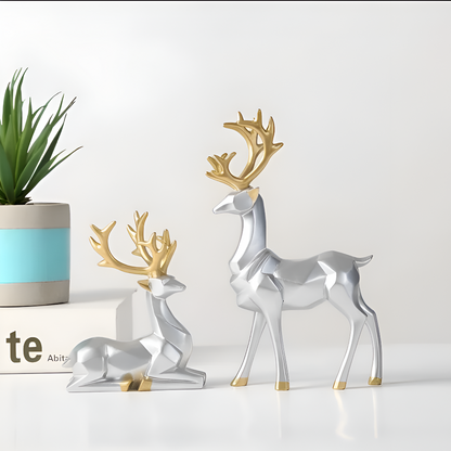 Stylish Reindeer Figurine Set – 2pc Home Decor