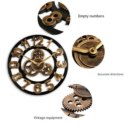 Vintage Metal Wooden Wall Clock - Reclaimed Wood