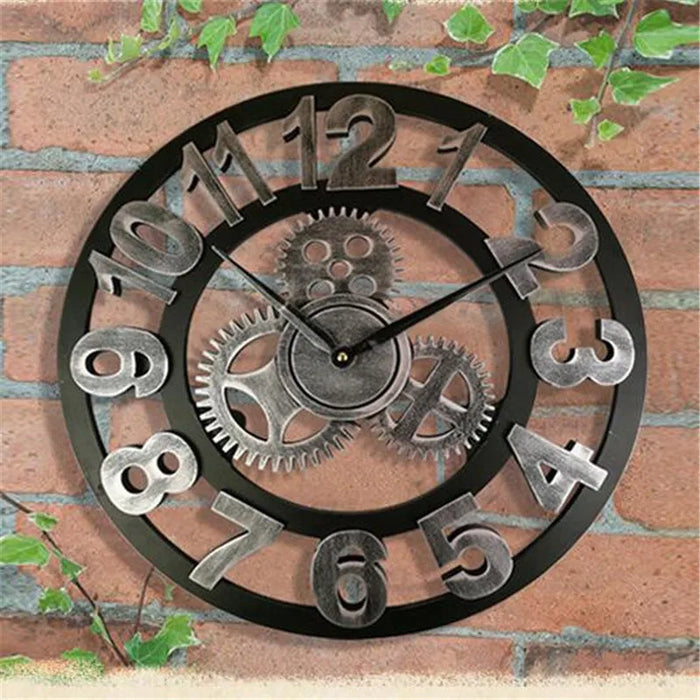 Vintage Metal Wooden Wall Clock - Reclaimed Wood